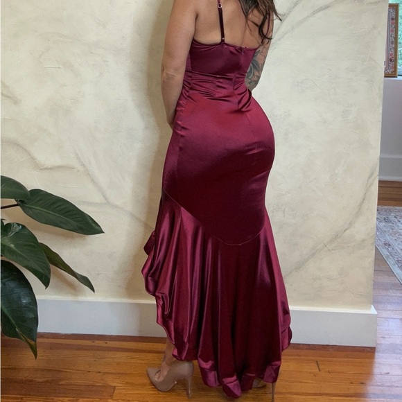 Fashion Nova Burgundy High Low Dress - Picture 3 of 3